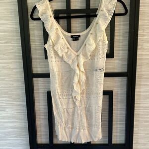 XOXO off-white crochet knit top low-cut V size S